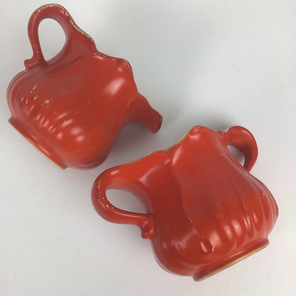 Vintage orange distressed sugar & creamer set - Picture 4 of 11